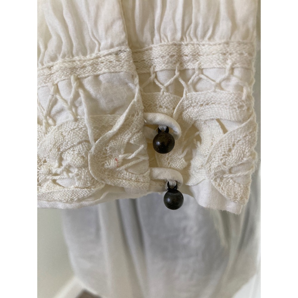 VAC West Vintage America White Cotton Gauze Crochet Lace Peasant Blouse Small - Picture 8 of 11